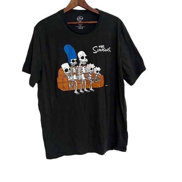 The Simpsons Halloween Skeleton Graphic Crew Neck T Shirt Black Size 2XL - Picture 1 of 6